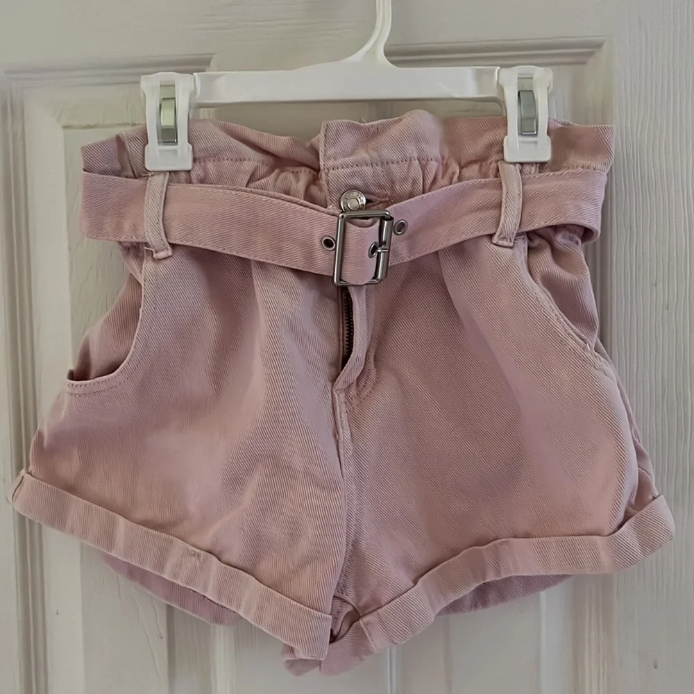 Pacsun Light Pink Denim Mon Shorts with Buckle - Picture 1 of 6